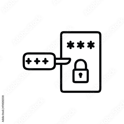 Security password key vector icon with padlock and input field for secure access isolated on white background