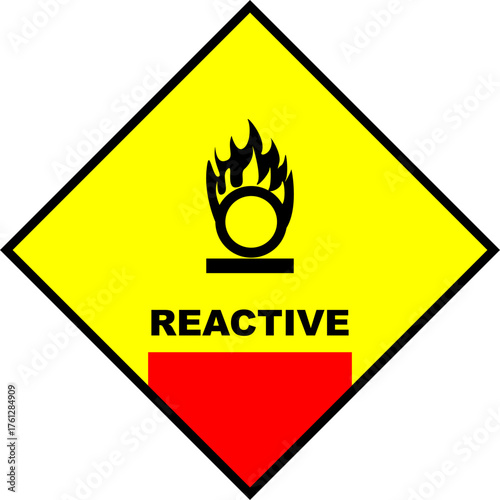 Reactive material sign icon vector