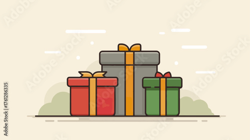 Gift boxes illustration presents with bows holiday celebration