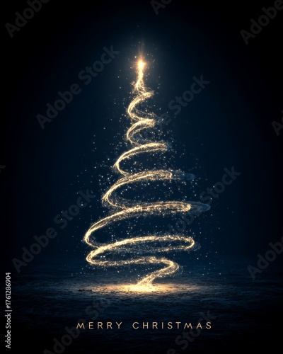 Festive spirit of a sparkling christmas tree artistic digital art on dark background