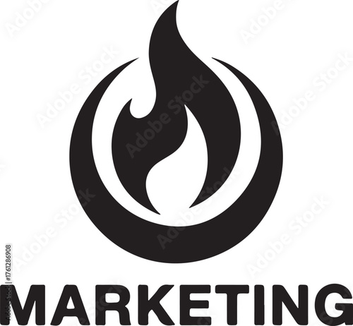 Fiery marketing logo symbolizing passionate business growth and intense brand promotion strategies success isolated on transparent background