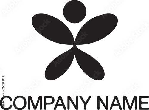 Abstract human figure logo symbol represents growth wellness and a dynamic company identity isolated on transparent background