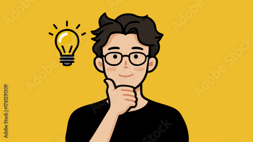 Man thinking idea light bulb concept illustration