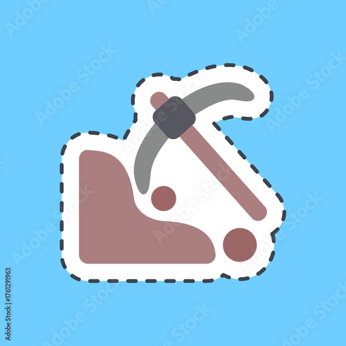 Cutting line sticker surface mine. Gold mining elements.