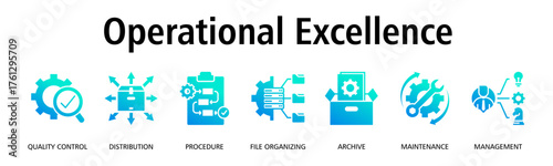 Operational Excellence banner web icon vector illustration concept with icon of quality control, distribution, procedure, file organizing, archive, maintenance, management
