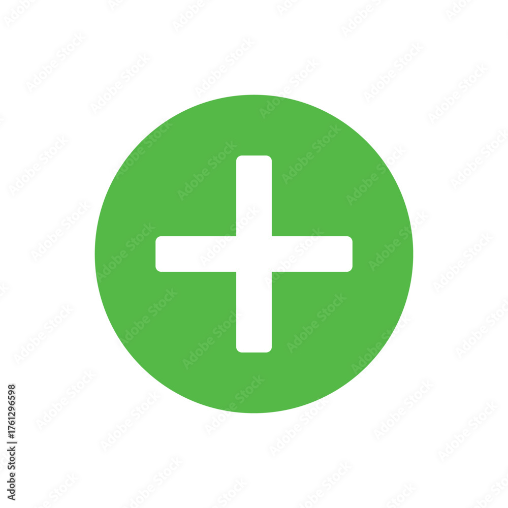 Obraz premium Green Circle Plus Sign Icon Symbolizing Add, Create, Positive, New, or Increase for Web and App Interface