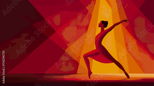 Silhouette of dancer on stage with dramatic lighting