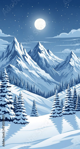 winter landscape with mountains