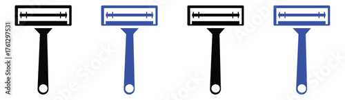 Razor Blade Icon Set – Sharp Metal Blade Symbol Collection in Thin Line Outline Vector Illustration