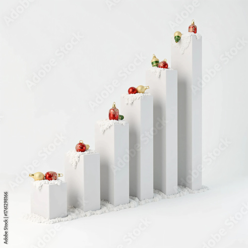 3D Christmas Bar Chart Growth Illustration in Festive Corporate Style
