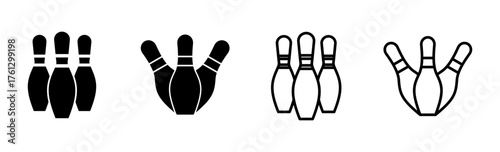 Bowling icon set. bowling ball and pin icon. bowling pins