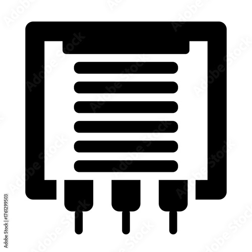 transformer glyph icon for converting voltage in circuit