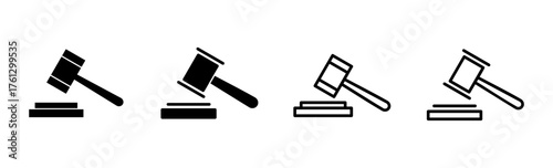 Gavel icon set. judge gavel icon vector. law icon vector. auction hammer
