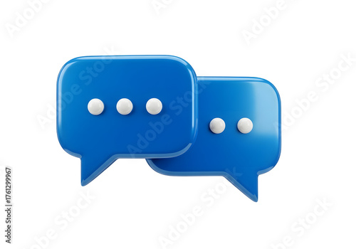 3d blue chat massage notification speech bubble isolated transparent background