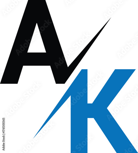 abstract creative ak letter logo design art.