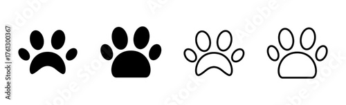 Paw icon set. paw print icon vector. dog or cat paw