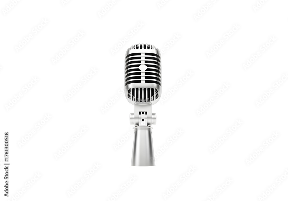 Fototapeta premium Silver classic microphone isolated on transparent background