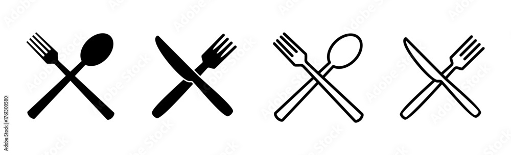 Fototapeta premium spoon and fork icon set. spoon, fork and knife icon vector. restaurant icon