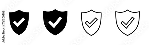 Shield check mark  icon set. Protection approve sign. Safe icon vector