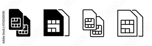 Sim card icon set. dual sim card icon vector