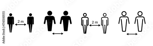 Social distance icon set. social distancing icon. self quarantine sign