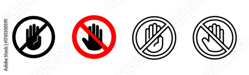 Stop icon set. stop road sign. hand stop icon vector