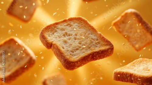 Golden Toasted Bread Slices in the rays of the sun