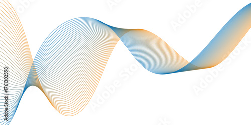 abstract creative blue orange blend wave line design.