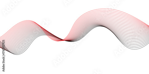 abstract creative black red blend wave line design.