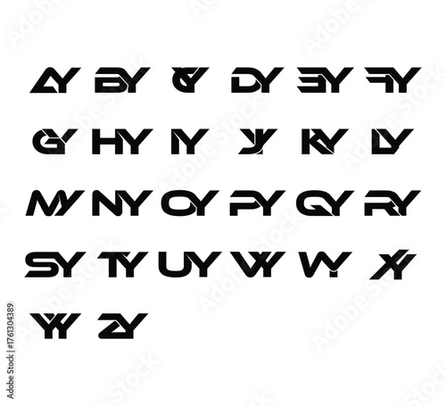 Sleek Modern Font – Set of Bold Sans Display Typeface Initial Logo for Branding