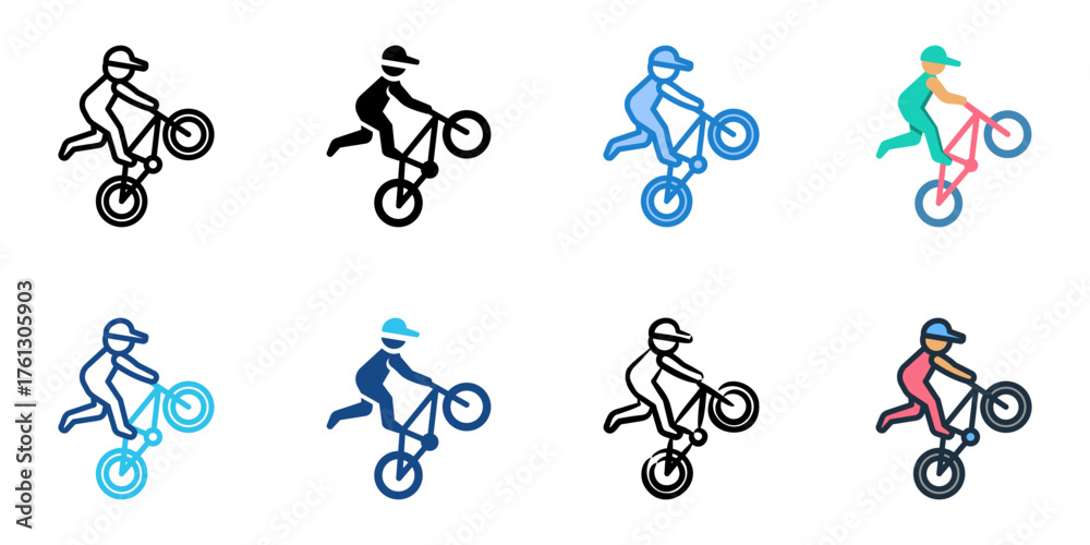 Obraz premium BMX biking icon set multiple style collection 