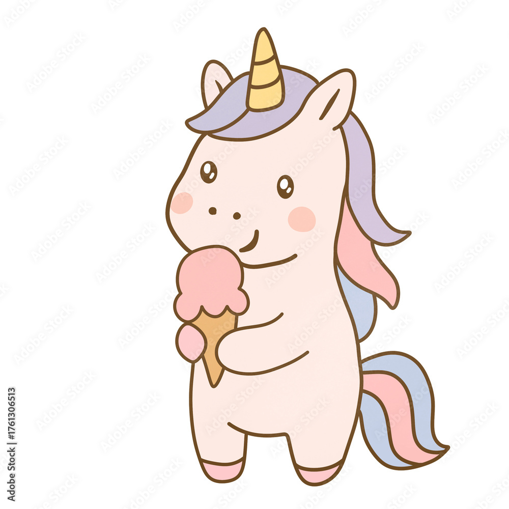 Fototapeta premium Cute unicorn with ice cream