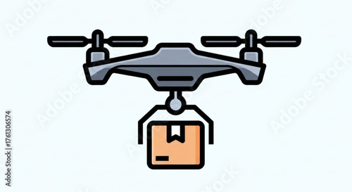 Drone delivery service icon a modern drone carrying a package, representing the future of logistics and ecommerce with fast delivery