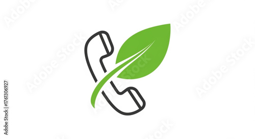 Green phone with leaf, symbolizing ecofriendly communication and sustainable technology solutions for a greener future in business