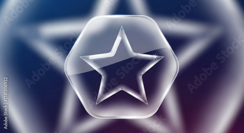 A captivating 3d render showcases a crystal star icon, its facets catching the light with ethereal beauty, set against a mesmerizing backdrop of blurred colors
