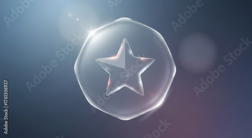 A captivating 3d render showcases a crystal star icon, its facets catching the light with ethereal beauty, set against a mesmerizing backdrop of blurred colors