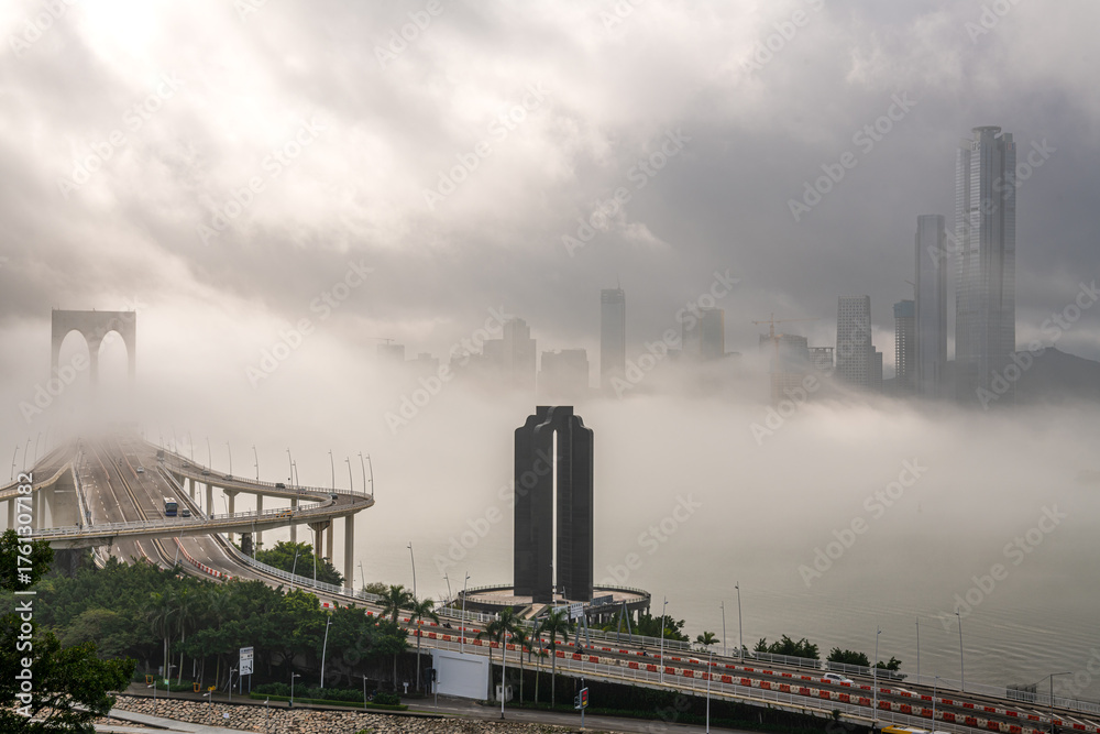 Obraz premium Sai Van Bridge is a cable-stayed bridge between Taipa island and Macau, China