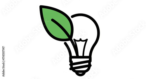 Green energy concept with light bulb and leaf icon eco friendly power source and sustainable technology
