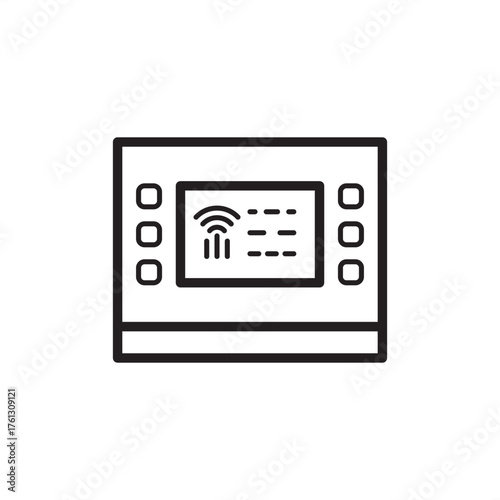 Human-Machine Interface (HMI) icon, depicting a control panel with wireless signal, symbolizing intuitive industrial interaction, smart factory monitoring, and operational technology for automation.