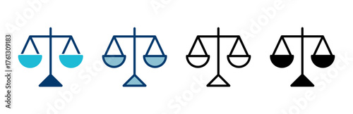 Scales icon vector isolated on white background . Law scale icon. Justice sign