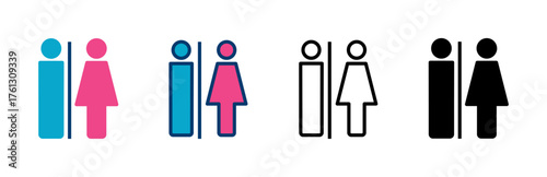 Toilet icon vector isolated on white background. Toilet sign. Man and woman restroom sign vector. Male and female icon