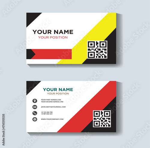 Modern business card design on white background mockup