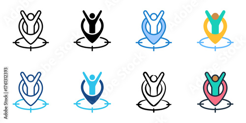 Position icon set multiple style collection 
