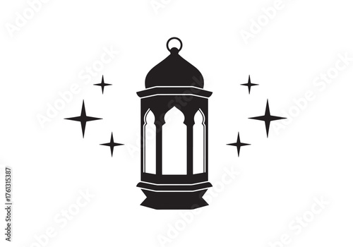 Ramadan lantern silhouette vector illustration on white background