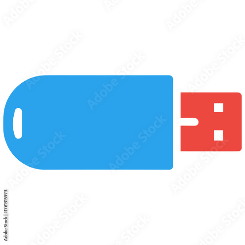Blue USB flash drive for digital data storage.