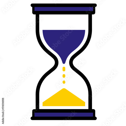 Hourglass with flowing sand representing the passage of time.