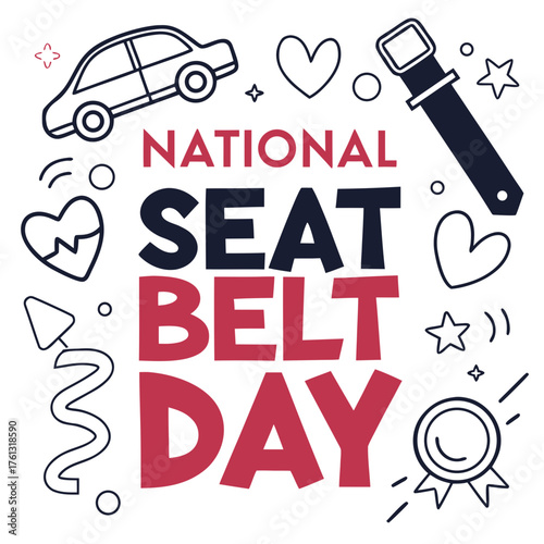 NATIONAL SEAT BELT DAY vector illustration