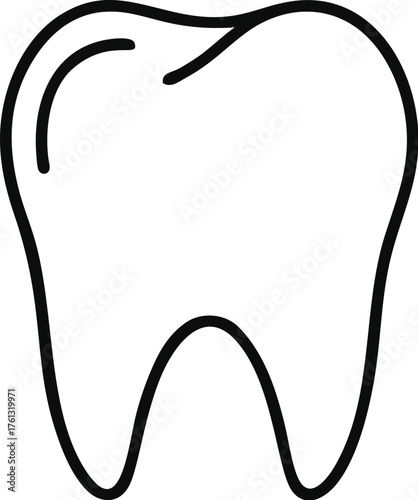 Simple line drawing of a molar tooth, showing its shape and structure.