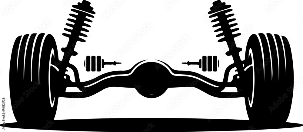 Εκτύπωση καμβά Car rear axle with wheels and suspension components silhouette vector