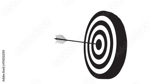 3D Black Silhouette of Arrow Hitting Target Side bullseye